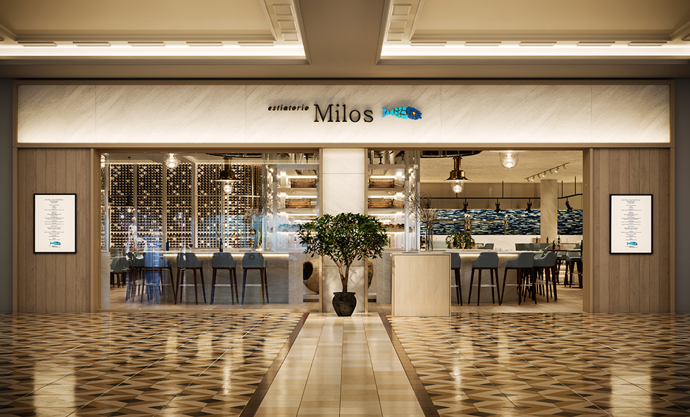 Milos, restaurant, Alain Carle Architecte, 3d rendering, Montréal, Québec