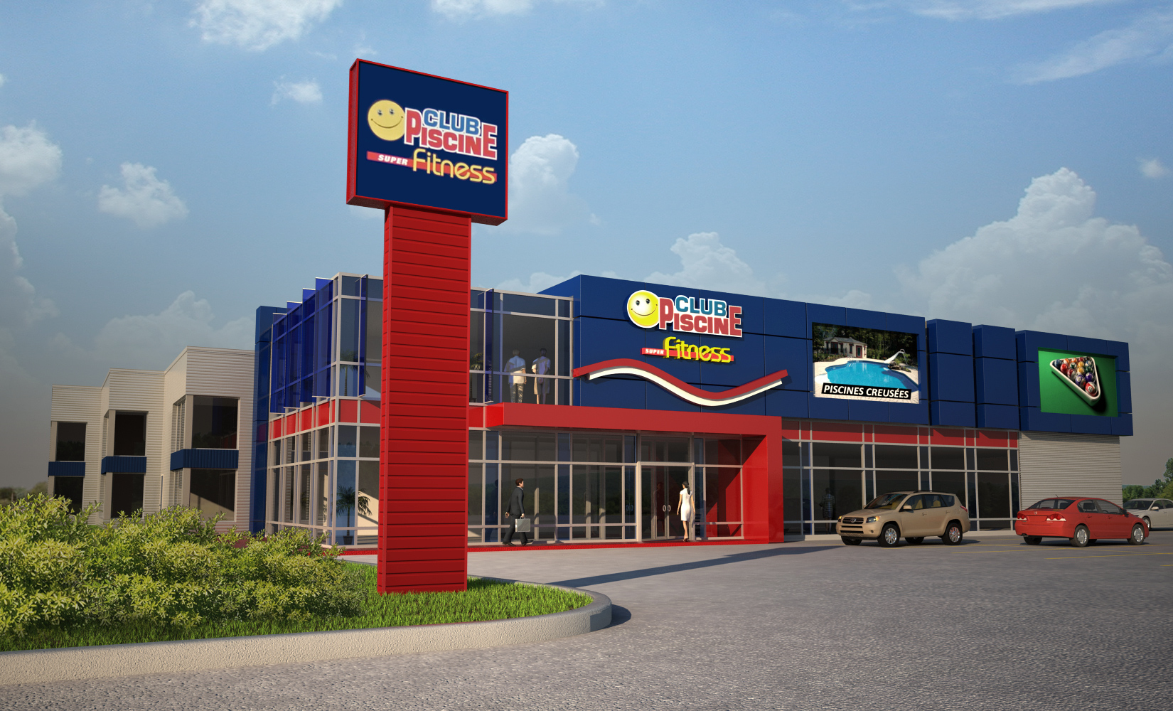 Club Piscine Fitness 3D, Victoriaville, Lemay-Côté Architectes, rendu photo-réaliste, 3d rendering, Montréal, Québec