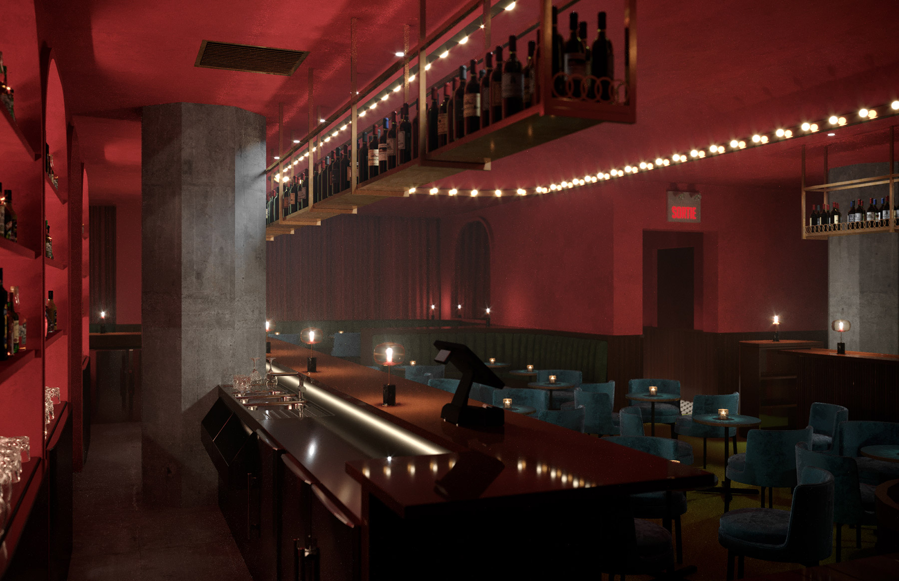 Cabaret, Bar, Prince-Arthur, rendu photo-réaliste, 3d rendering, Montréal, Québec