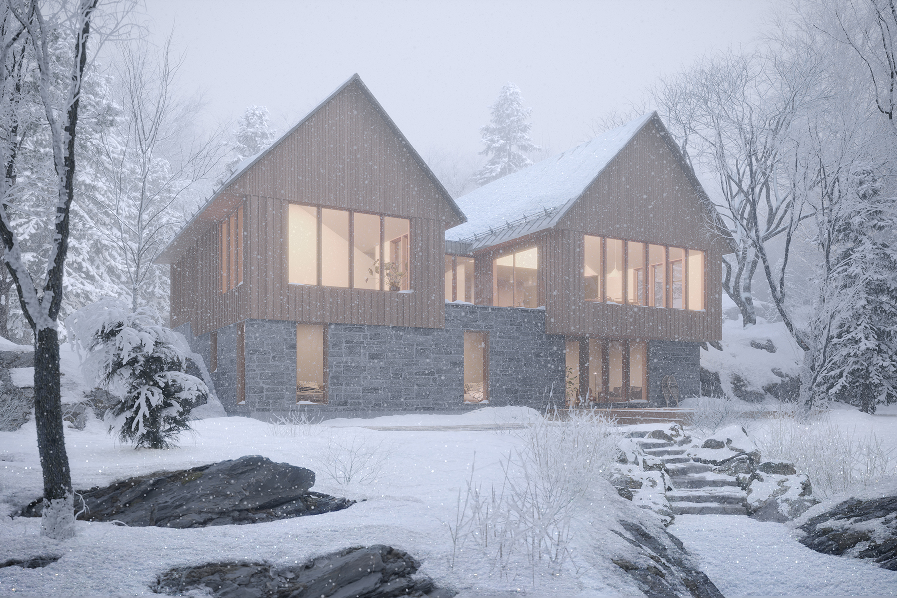 Maison écologique, Belvedair, rendu photoréaliste, Montréal