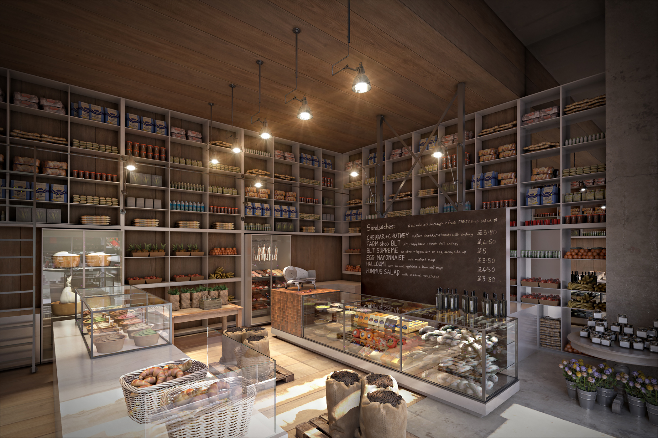 Marché New-York, Marketa, Café, Yogurt, rendu photo-réaliste, 3d rendering, Montréal, Québec