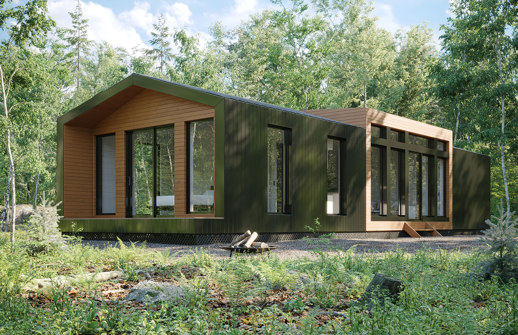 Mini-maison Huuss, Kiva architecture, Prefab Simco, , rendu photoréaliste, Montréal