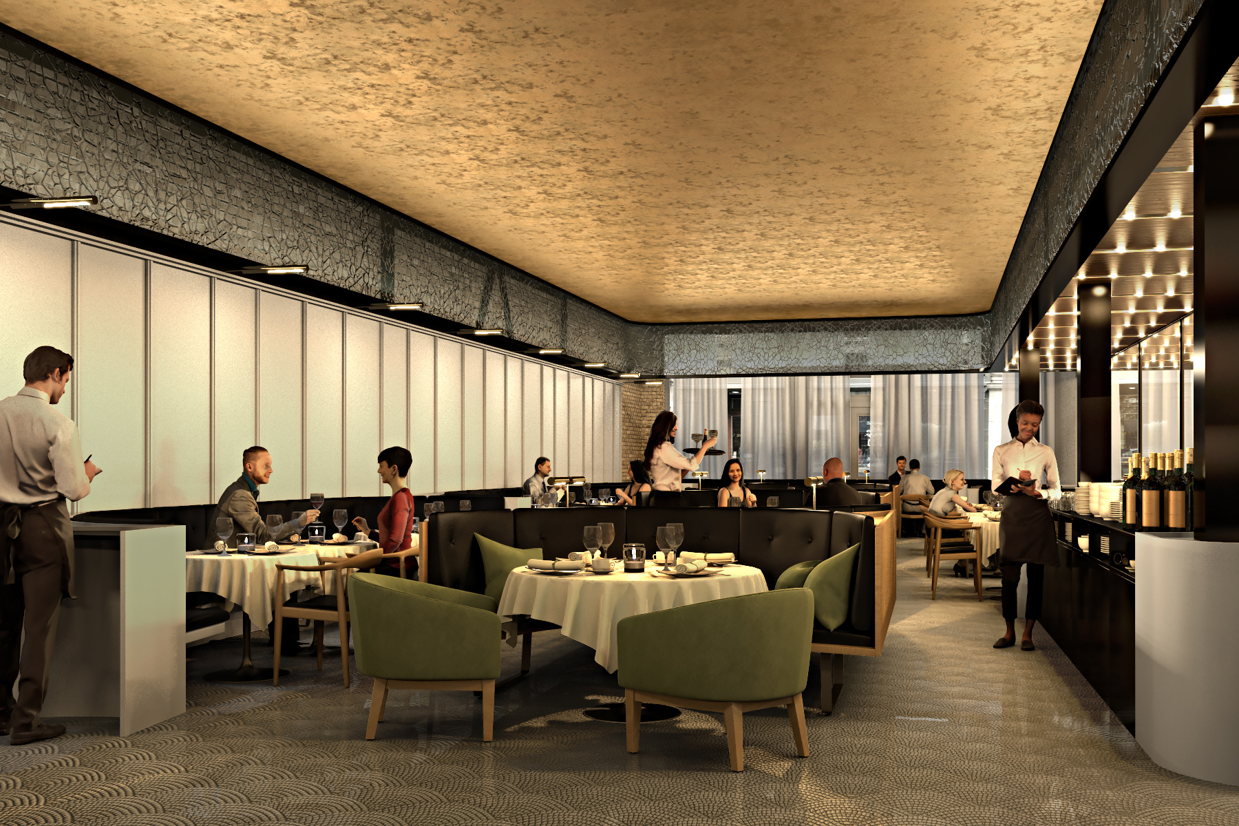 Restaurant Bar 3D, Salle à manger, Vieux-Montréal, rendu photo-réaliste, 3d rendering, Montréal, Québec