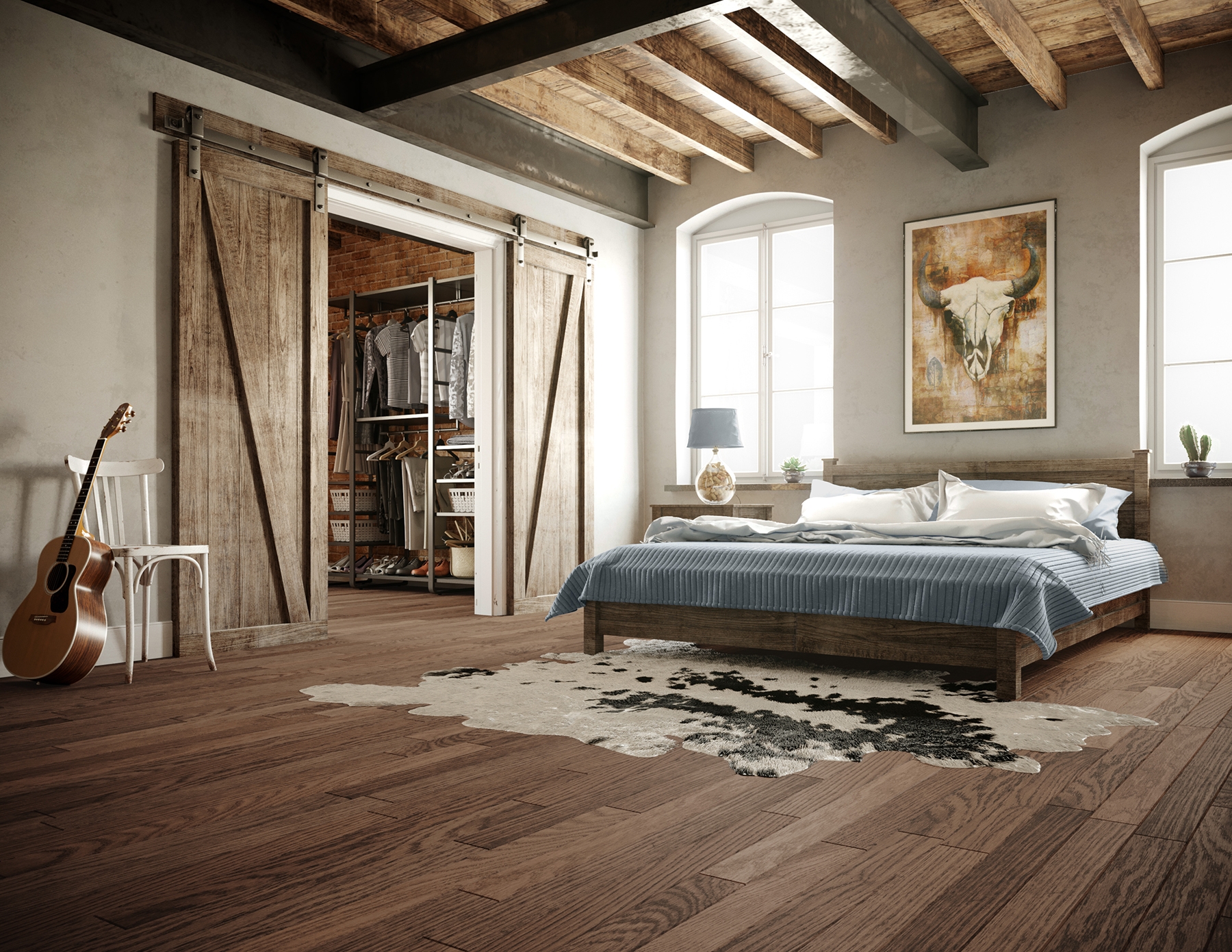 Chambre 3D, wild west, plancher, rendu photo-réaliste, 3d rendering, Montréal, Québec