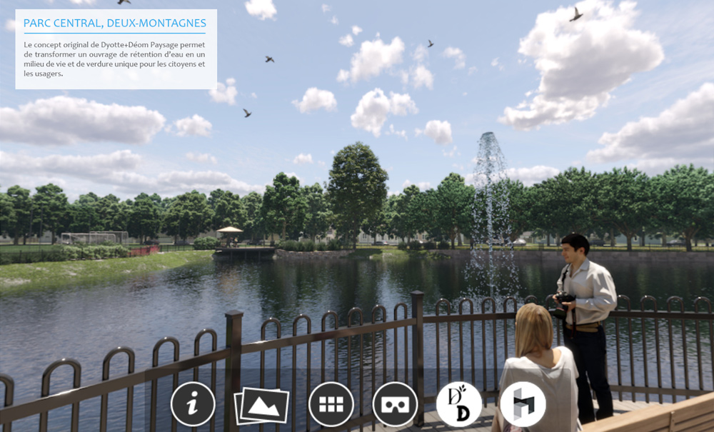 Visite virtuelle 360, architecte paysagiste, architecture du paysage, rendu photo-réaliste, 3d rendering, Montréal